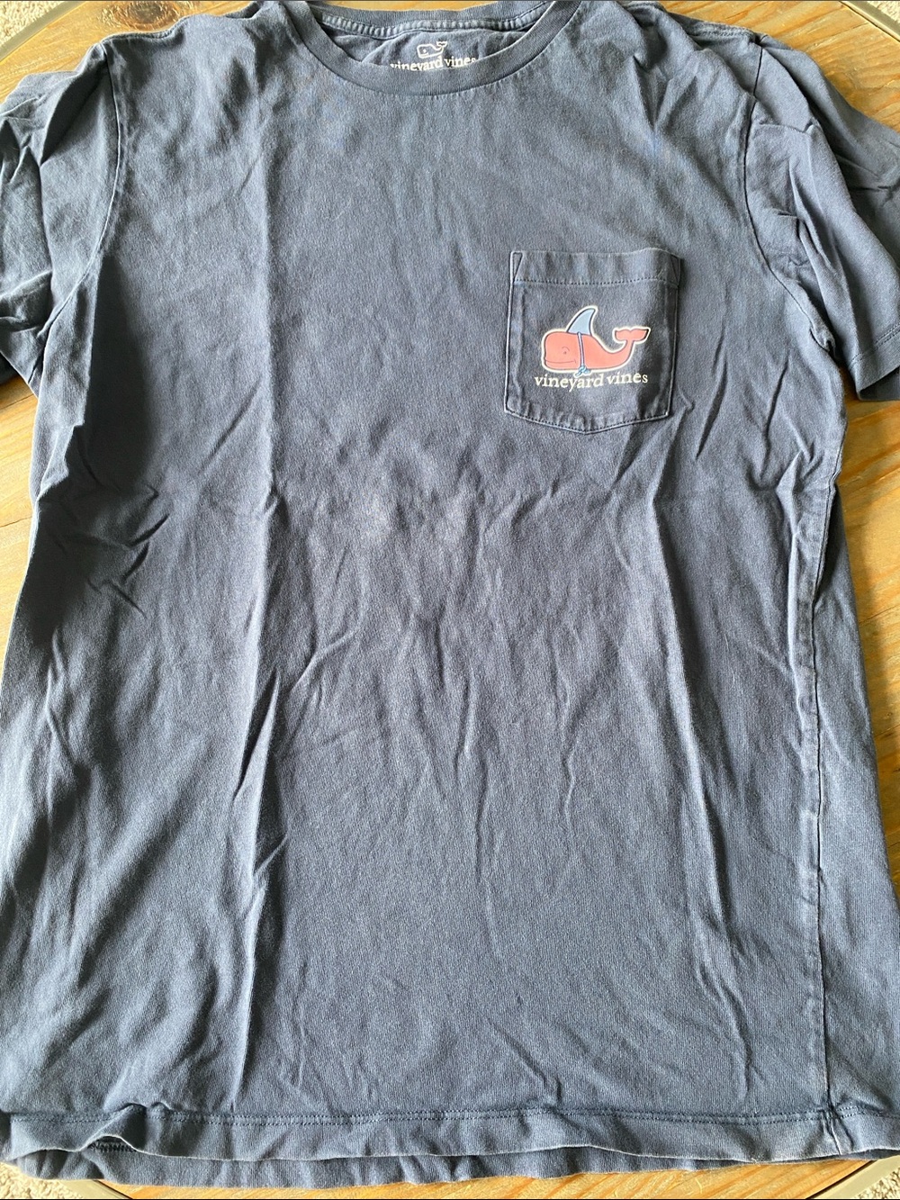 Vineyard Vines Navy Short-Sleeve Shark Week Pocket Tee with Coral Whale